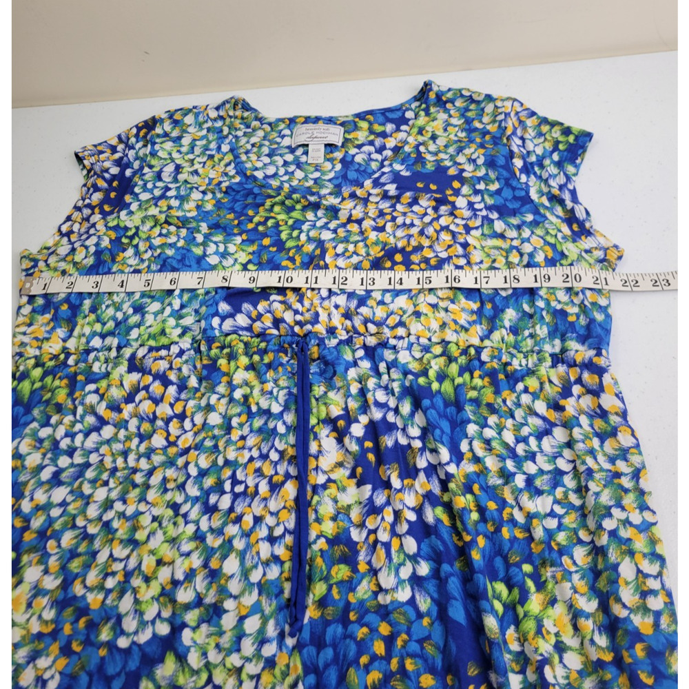 Vtg Carol Hochman Sleepwear Nightgown Blue Yellow Floral Slinky Women's Size P1X - Picture 3 of 11